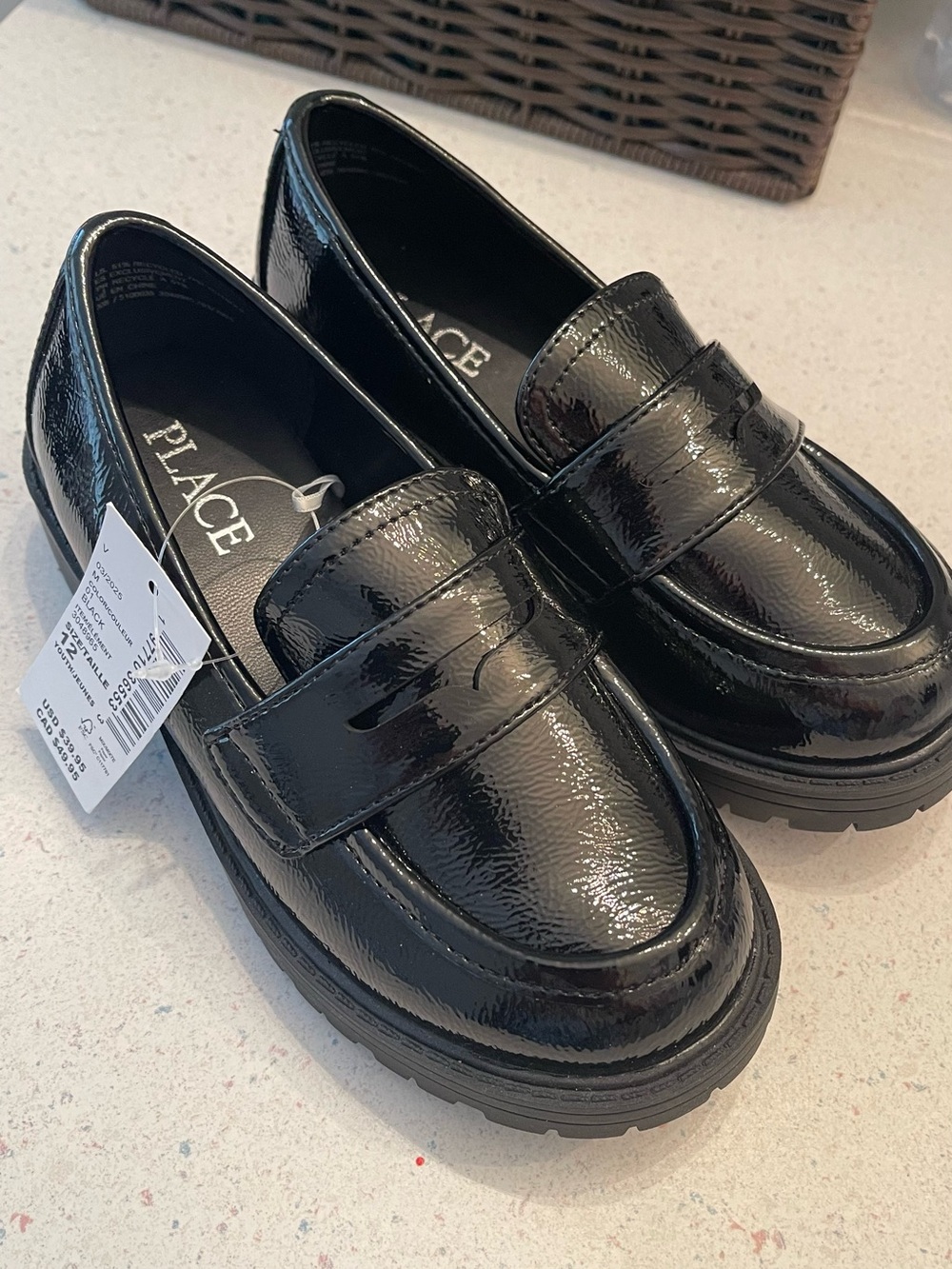The Children’s PLACE Kids' Black Patent Loafers - Classic Slip-On Dress Shoes.